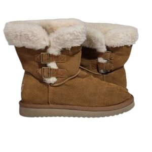 UGG Koolaburra Sulana Chestnut Brown Suede Short Fur Winter Snow Boot Woman 8
